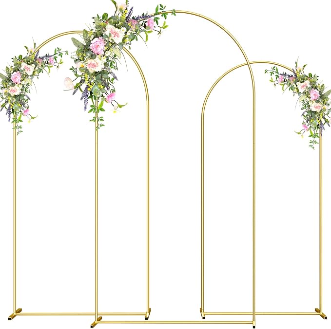 Metal Arch Backdrop Stand 7.2FT & 6.6FT & 6FT Gold Wedding Arch Frame, Balloon by Unknown