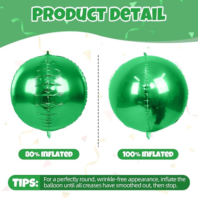 12Pcs Green Round Balloons Foil, Big Metallic Green Foil Balloons - Image 8