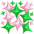 Green Pink Star Balloons, 26 Inch and 10 Inch Pink Stars Shaped Balloon by BIAPIAN