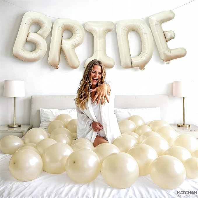 KatchOn white Bride Balloons Beige 40 Inch, Bachelorette Party Decorations | - Image 3