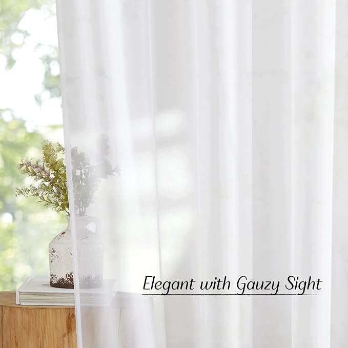 NICETOWN White Sheer Curtains 45 inches Long, Grommet Light Filtering Airy - Image 5