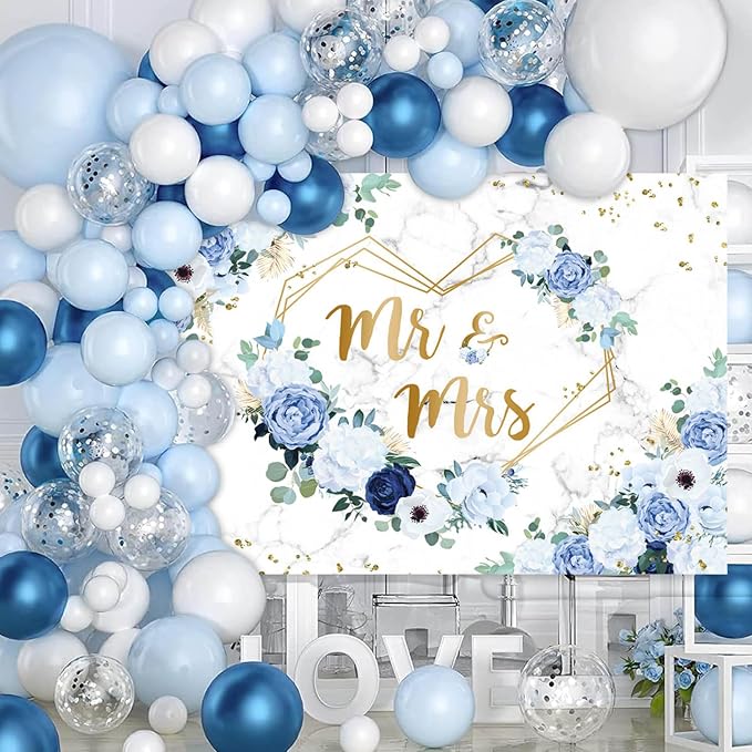 AIBIIN 10x7ft Mr and Mrs Floral Backdrop - Image 5