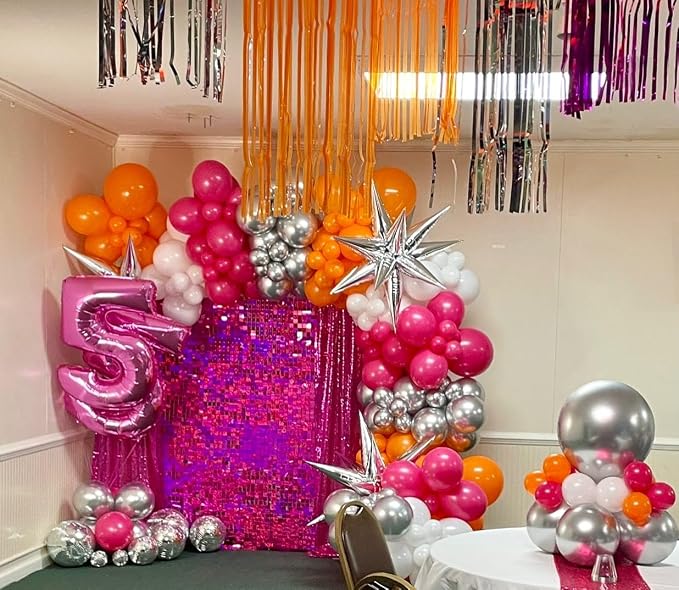Pink and Orange Balloon Arch Kit, 18 12 10 5 Inch Different Size Balloons - Image 5