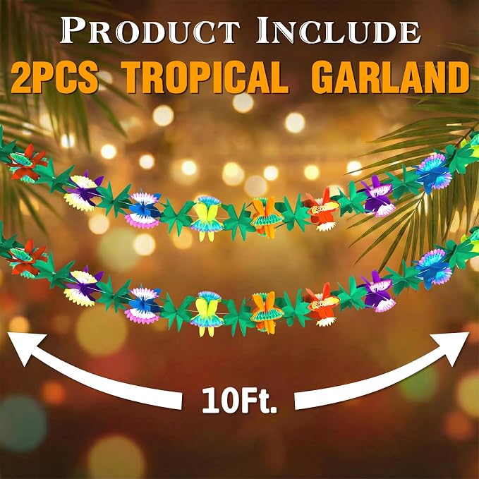 FUTUREPLUSX 2 Pack Tropical Garland Party Decorations, 20ft Summer Banner | - Image 7