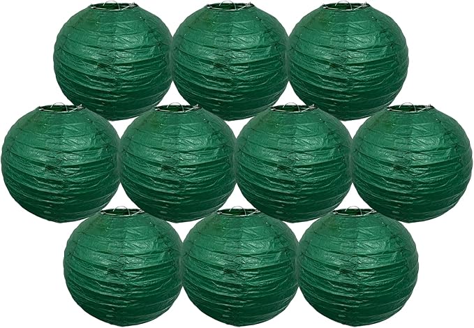 Christmas Green Paper Lanterns Hanging Ceiling Round Lanterns Indoor 10in | by BARTHEW