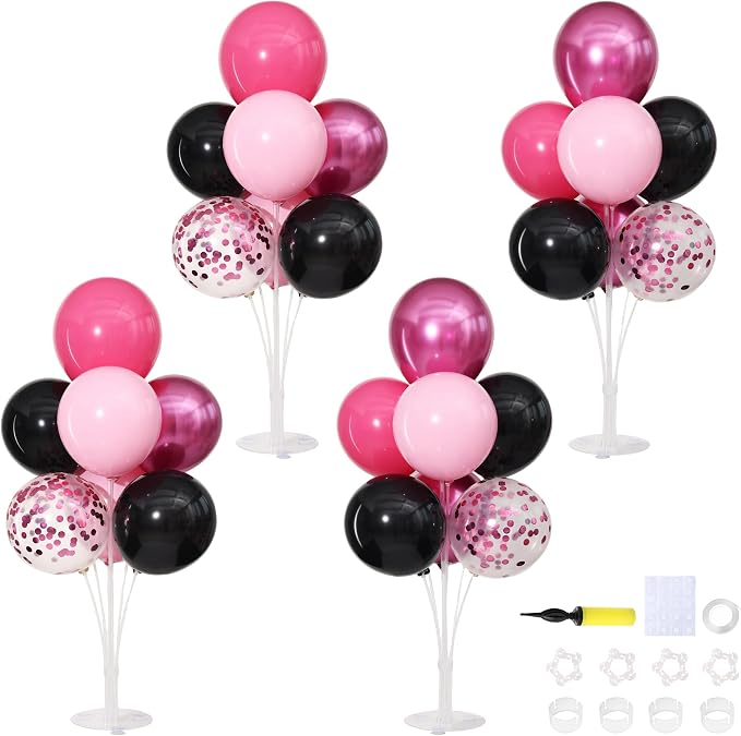 Pink and Black Balloons Table Centerpieces Stand Kit by ZyloonDecoration