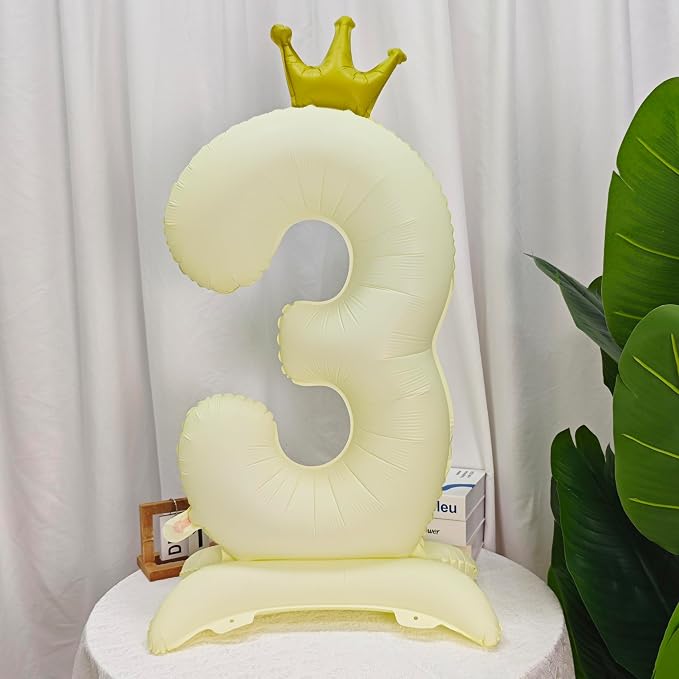 Standing White Crown Number 3 Balloon 40In Retro White Crown 3 Balloon | - Image 4