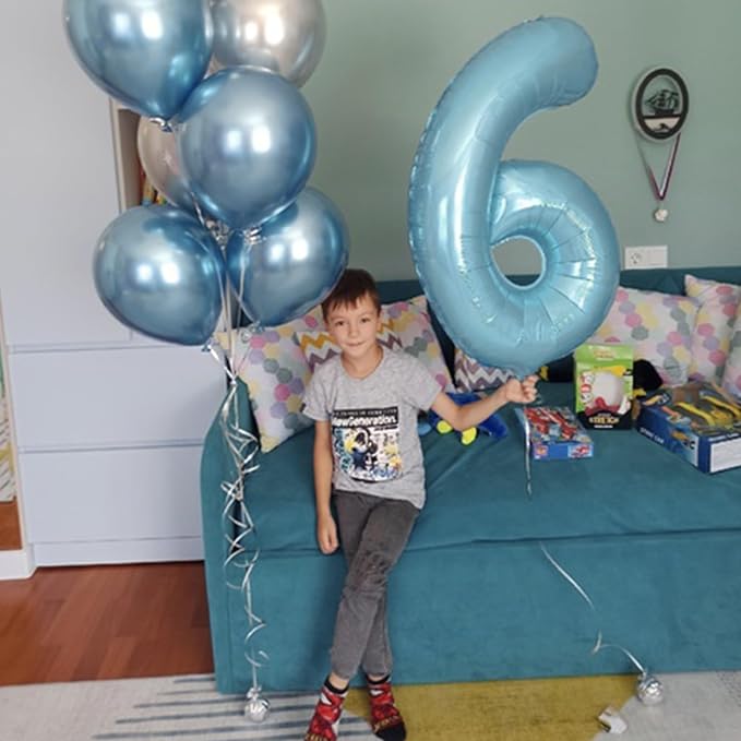 Light Blue 1 Balloon Number for 1st Birthday, 40 Inch Large Number Foil Balloons - Image 5