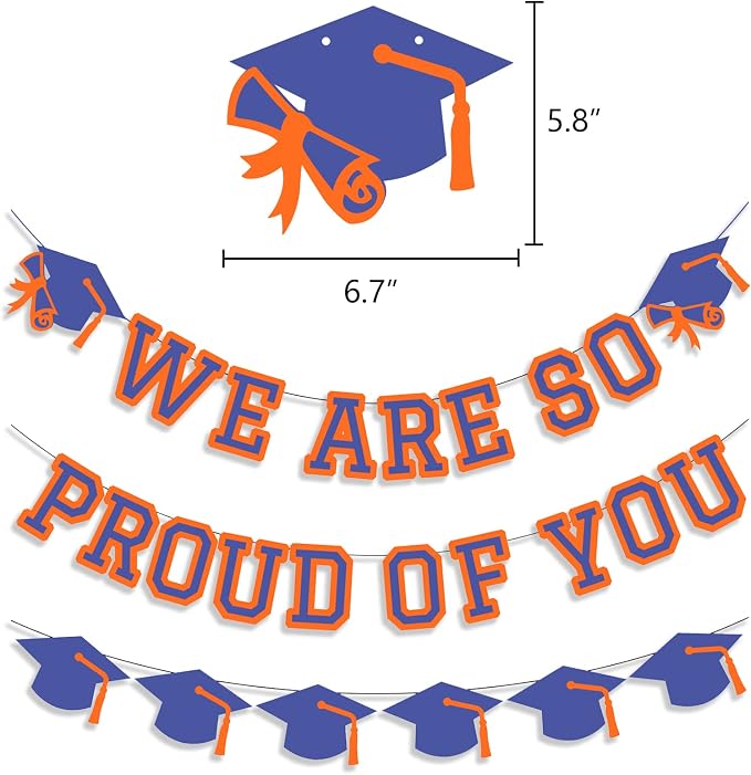 We Are So Proud Of You Banner Graduation Party Decorations Congrats Grad Cap - Image 2