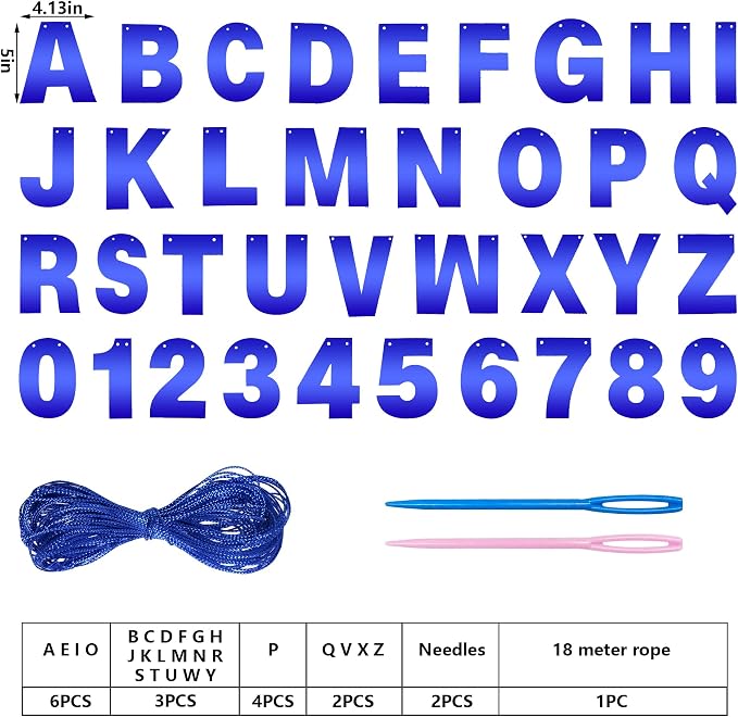 DIY Banner Kit with Letters Bright Blue Customizable Birthday Banners - Image 2