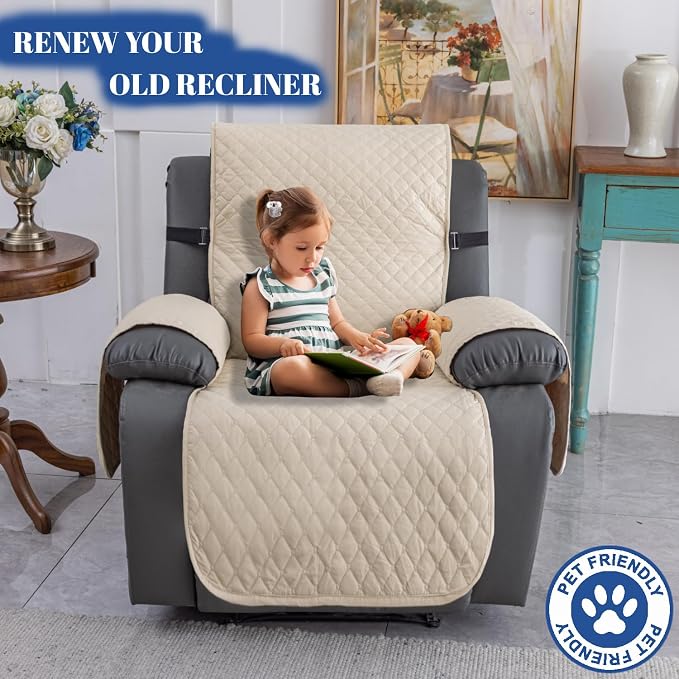 XINEAGE Water Resistant Recliner Cover, Nonslip Recliner Chair Covers - Image 2