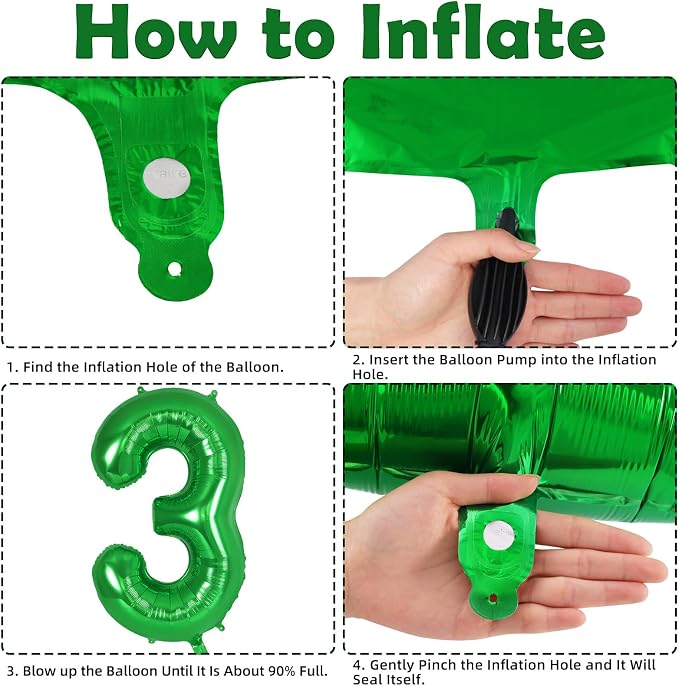 Dark green Number 3 Balloon 40 Inch, Big Large Foil Helium Number Balloons - Image 3