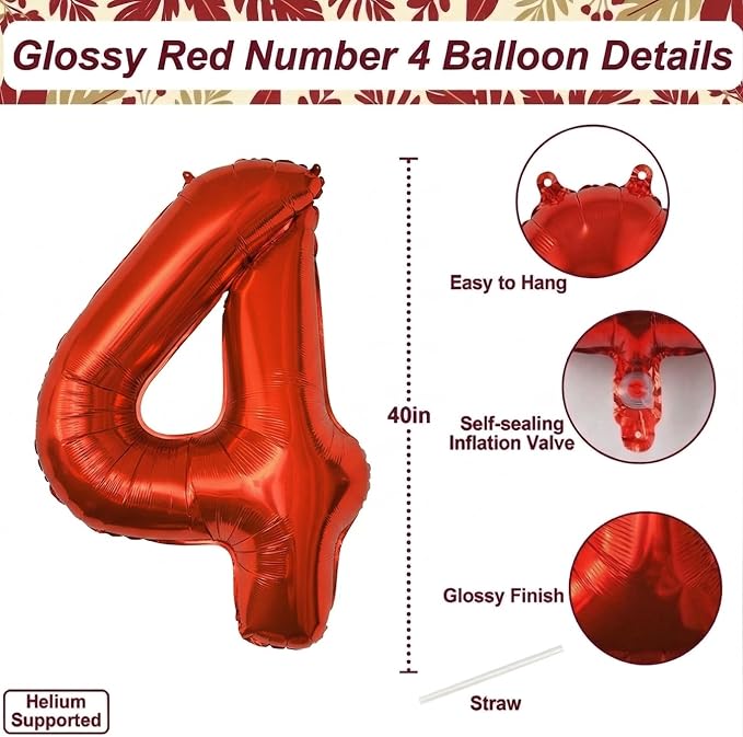 Red Number 14 Balloon 40 Inch, Foil Numeral - Image 4