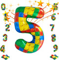 32 Inch Stackable Block Number Balloon – Colorful Brick Building Themed Big by Unknown