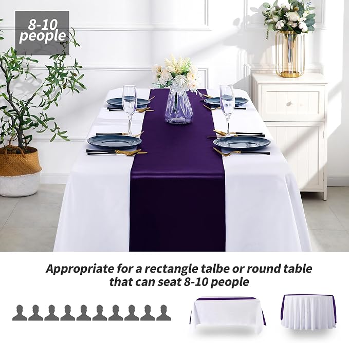 SiinvdaBZX 4 Pcs Purple Satin Table Runner 12 x 108 inches Long | Bright Smooth - Image 3