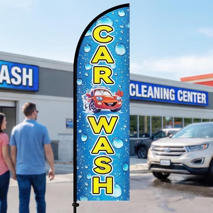 1PC Double Sided Car Wash Feather Flag - Image 3