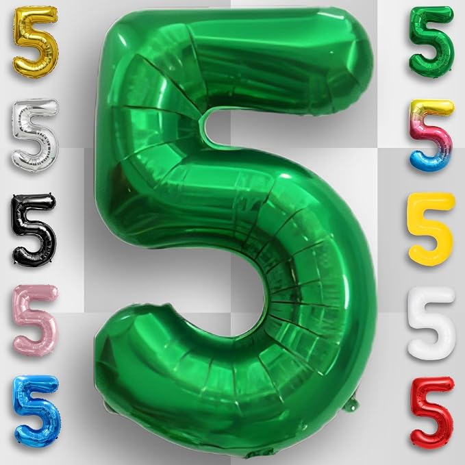 Green Number Balloon 5 Mylar Foil Balloons 16 Inch - Image 2