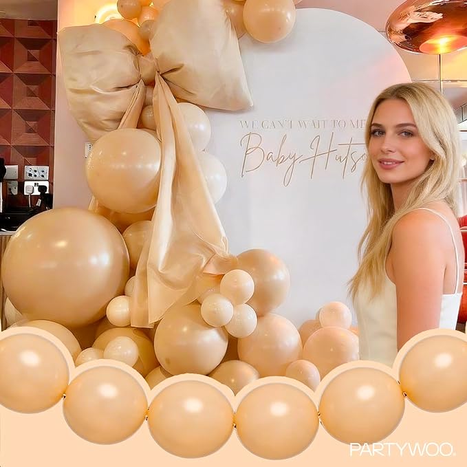 PartyWoo Nude Linking Balloons 100pcs 12 Inch Beige Tan Link Balloons | - Image 3