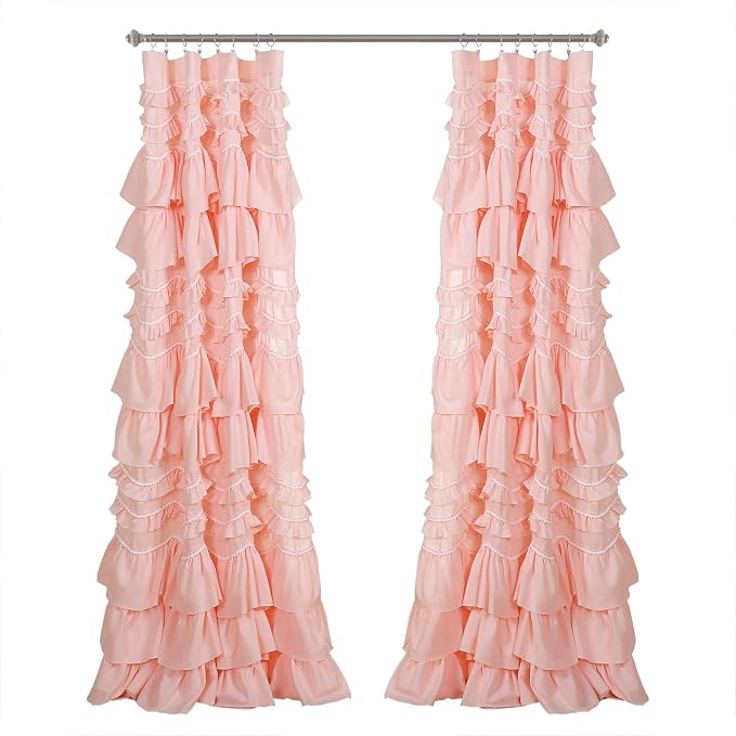 Lush Decor Kemmy Curtain | Ruffled, Textured Shabby Chic Style Window Panel - Image 6