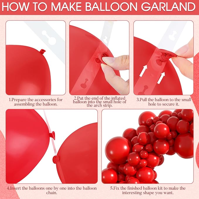 Amandir 153pcs Red Balloons Arch Garland Kit Different Sizes | 18 12 10 5 Inch - Image 4
