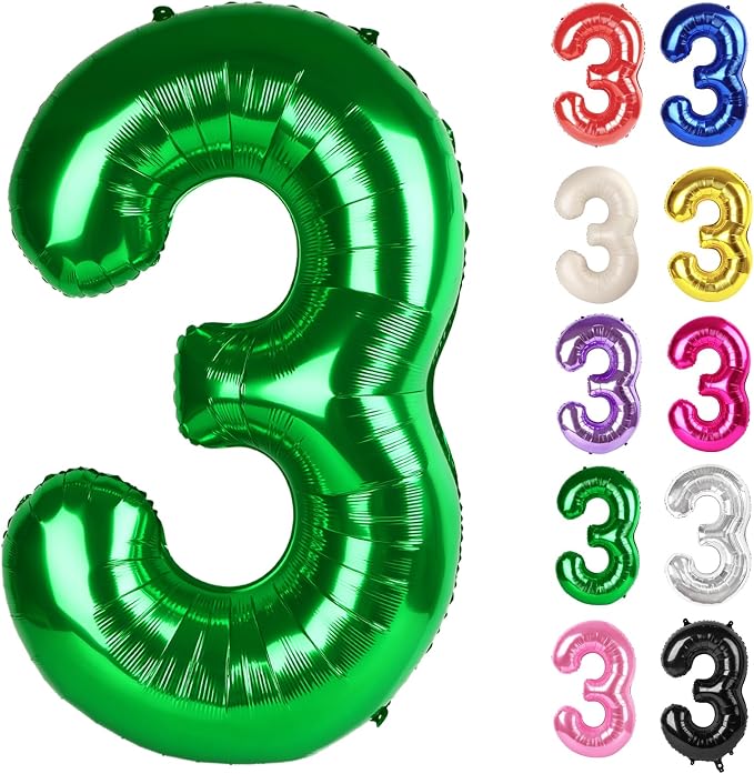 Green Number 3 Balloon 40 Inch by IWERP