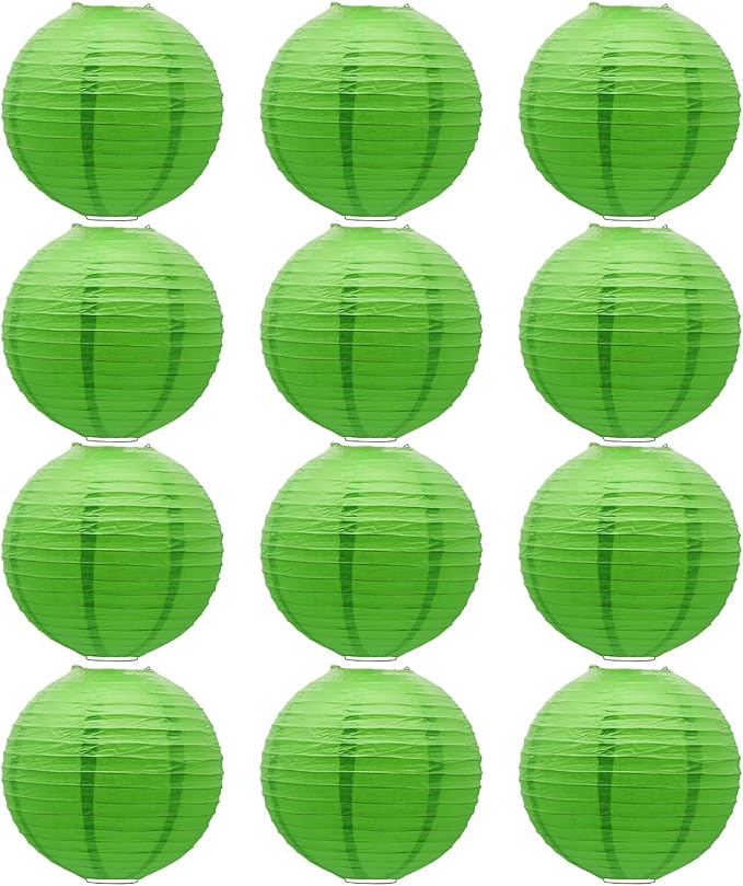 Green Round Paper Lanterns Hanging Chinese Ceiling Decorations by BARTHEW