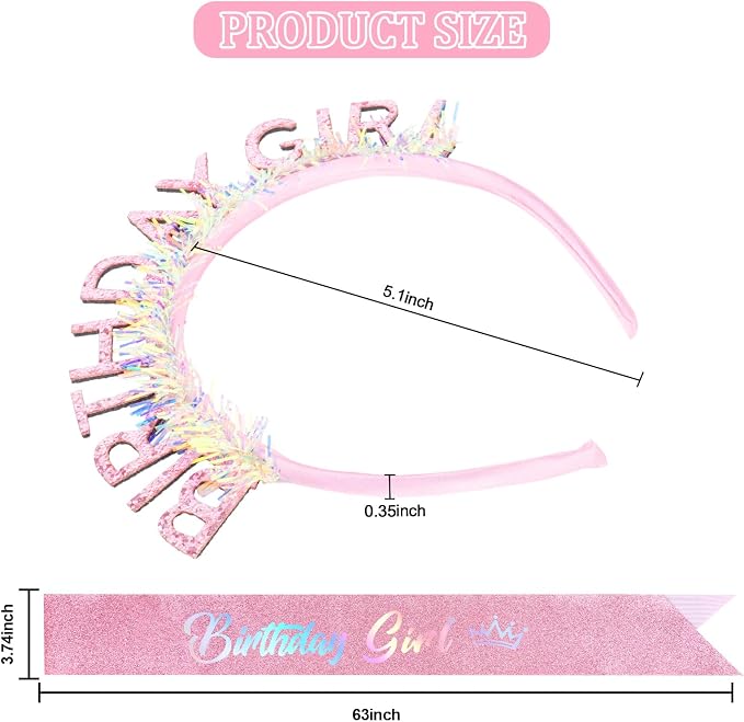 CIEHER Birthday Girl Headband Birthday Crown - Image 4