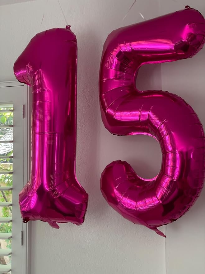 1 Balloon Numbers Birthday Decorations, 40In Hot Pink Balloons - Image 3
