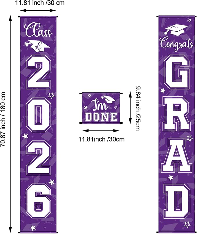 Moukeren 3 Pieces 2026 Graduation Party Decorations Graduation Porch Sign Class - Image 2