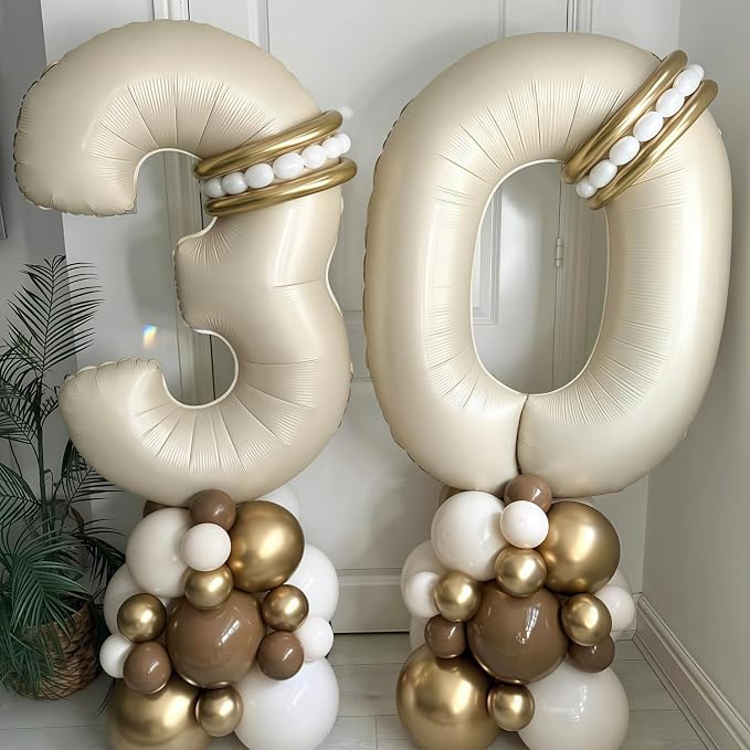 Cream 11 Balloon Number 40 Inch Cream Number 11 Balloon Helium Mylar Balloons - Image 6