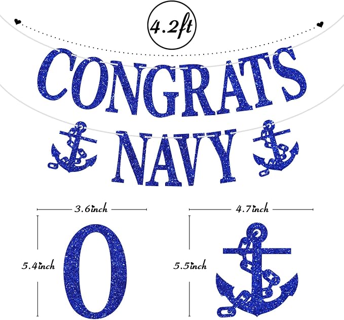 Congrats Navy Banner, USN Military Party Decorations - Image 6