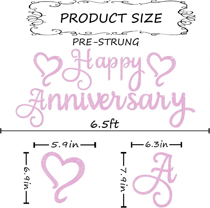 Pre-Strung Happy Anniversary Banner - Image 3