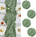 IVAPUPU 4 Pcs Cheesecloth Table Runner - 10ft Sage Green Summer Boho Gauze by IVAPUPU