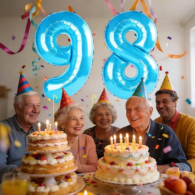 40 Inch Number 98 Balloons for 98th Birthday Party Decorations, 0-100 Jewelry - Image 2