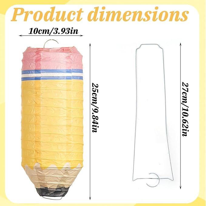 12 Pcs Yellow Pencil Hanging Paper Lanterns Back to School Classroom Decor | - Image 2