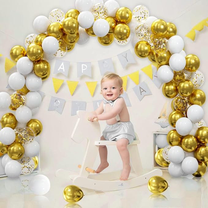 62pcs Gold White Balloons Kit - Image 2