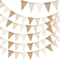 G2PLUS Pre-Strung Burlap Pennant Banner, 65Ft Brown and Beige Triangle Flag by G2PLUS