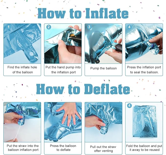 40 Inch 7th Birthday Number Balloon, Baby Blue Foil Giant Self Inflating 7 - Image 8