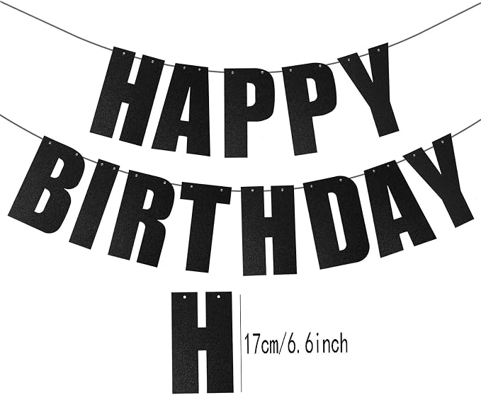 Black Happy Birthday Banner for Birthday Party Decorations Supplies - Image 2