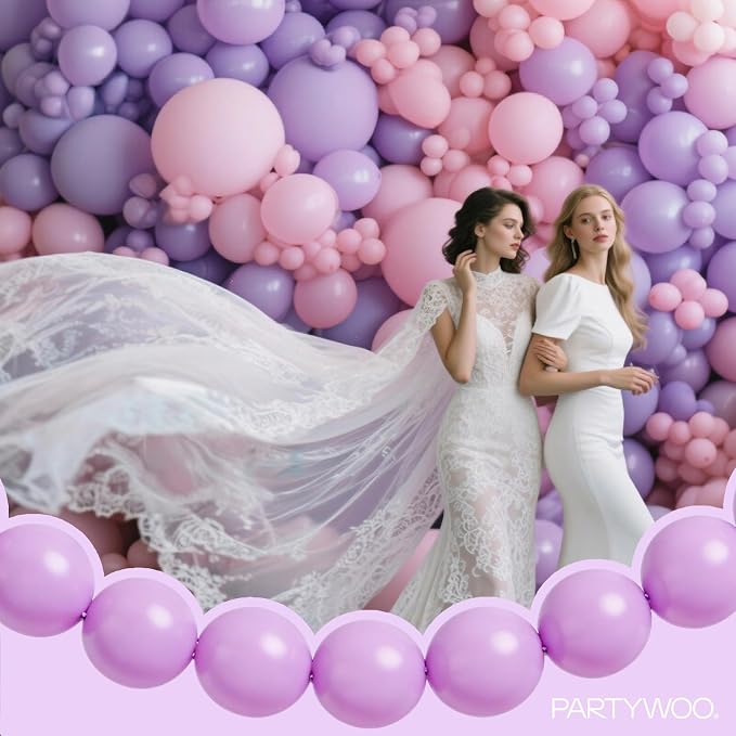 PartyWoo Lavender Linking Balloons 100pcs 6 Inch Purple Link Balloons | - Image 8