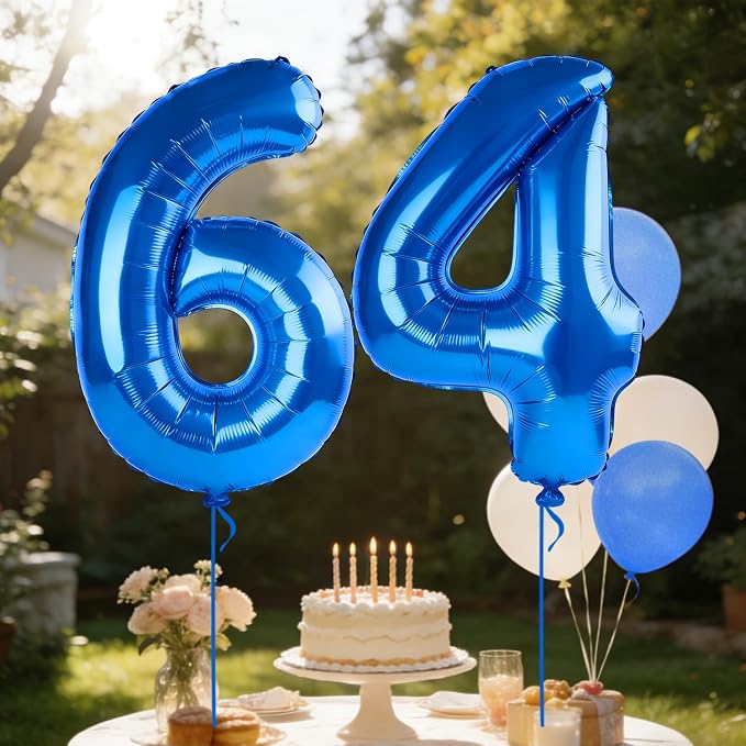 40 Inch Number 64 Balloons for 64th Birthday Party Decorations, 0-100 Dark Blue - Image 3