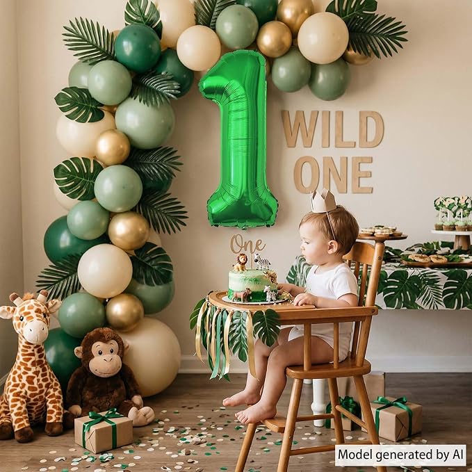 Green Number 1 Balloon 40 Inch, Foil Numeral - Image 2