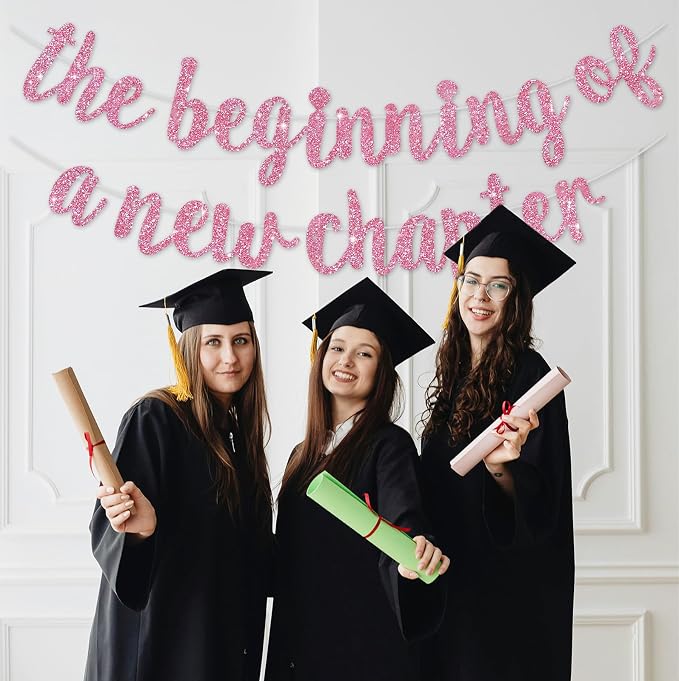 BEISHIDA Pink Pre-Strung Glitter The Beginning of A New Chapter Banner | - Image 5