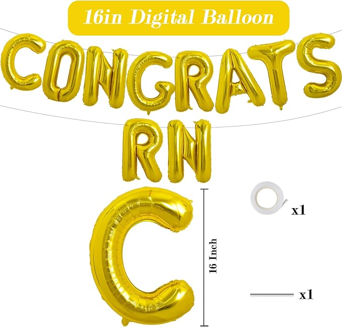 TONIFUL 2026 Nurse Graduation Decorations Gold Congrats RN 2026 Balloons 16 - Image 2