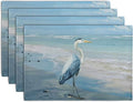Blue Heron Placemats Set of 4 Summer Coastal Beach Pelican Placement Mats by Wnoesat