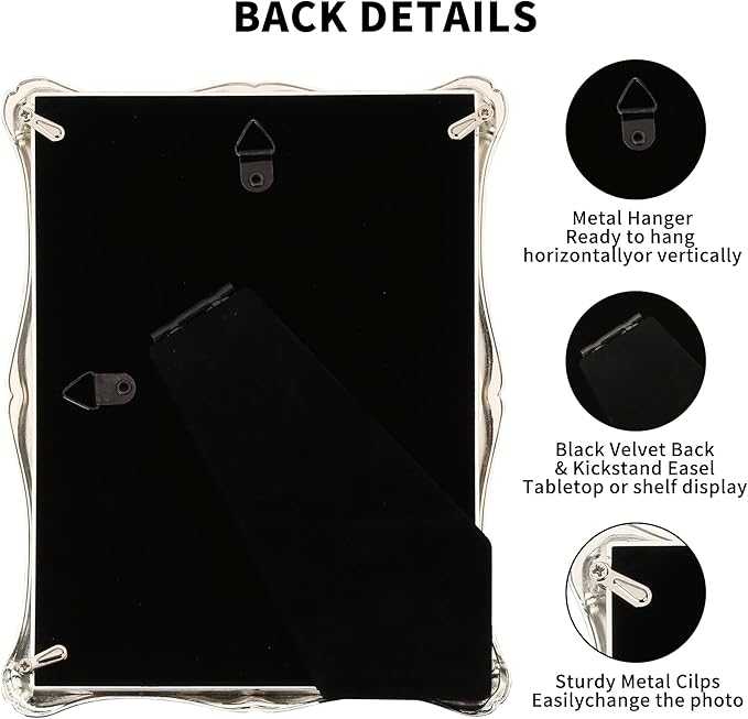 4 x 6'' Premium Alloy Silver Photo Frame - Luxury Display with Real Glass and Velvet Backing,Hi End Décor Metal Frames