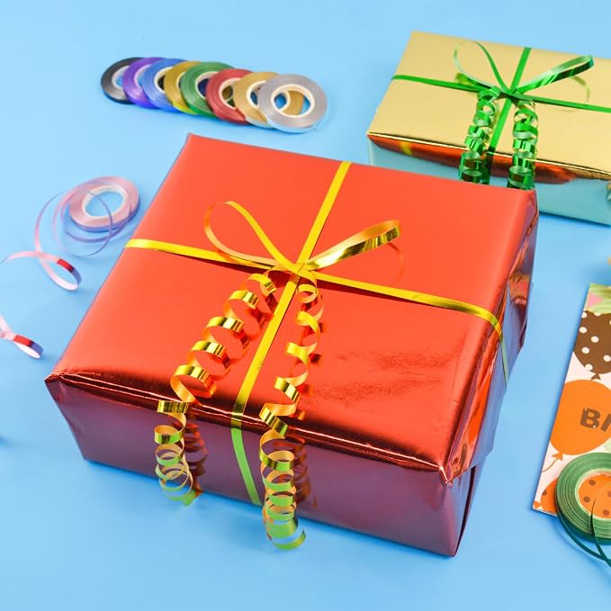 9 Colors Glossy Curling Ribbon Set, Balloon String 1/5" X 10 Yards Per Roll - Image 5