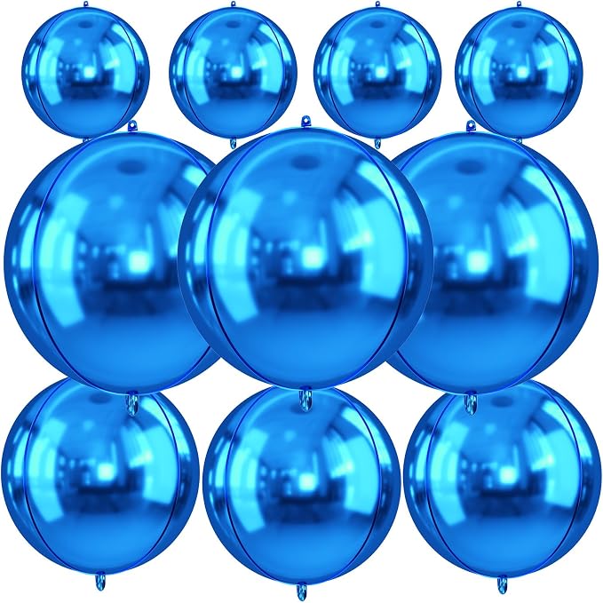10Pcs Blue Round Foil Balloons, Metallic Light Blue Foil Baloon by FunHot