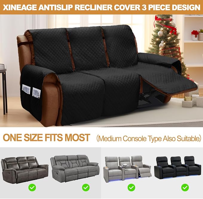 XINEAGE Water Resistant Recliner Cover, 3 Seat Sofa Covers - Image 3