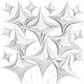 Silver Star Balloons, 26 Inch and 10 Inch Silver Stars Shaped Balloon by BIAPIAN